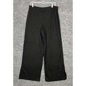 Dennis Basso Womens Drapey Ponte Wide Leg Pants Sz Medium Black Office Business